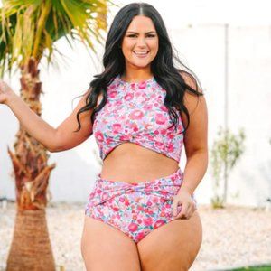 New Pink Floral 2 piece swim suit